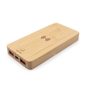 Powerbank aus Bambus 8000 mAh mit individuellem Branding